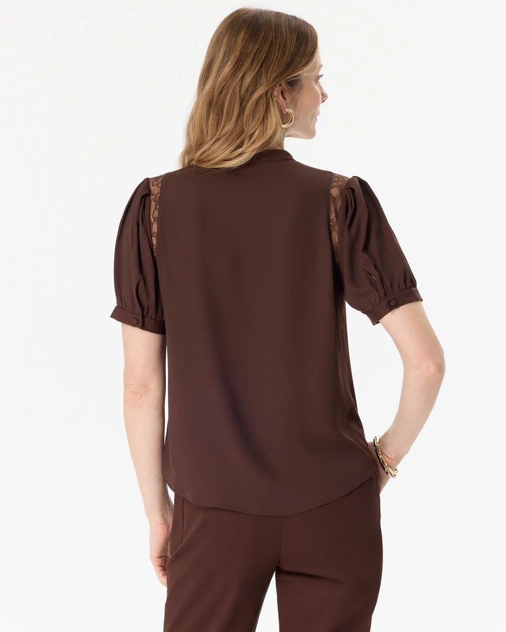 Lace Inset Crepe Blouse | White House Black Market